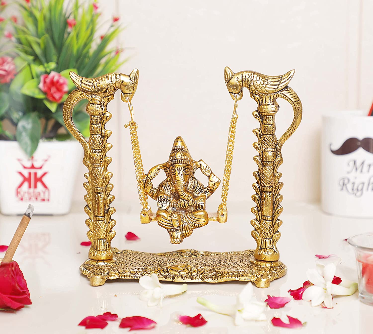 DreamKraft Ganesh ji Idol ,Ganpati murti on Swing jhula
