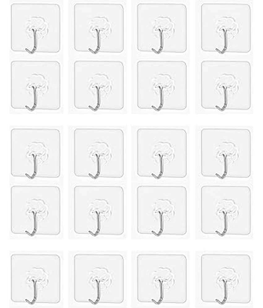 THRIFTKART - 30PC Waterproof Stick On Adhesive Stronger Plastic Wall Hooks Hangers ( Pack Of 30 )