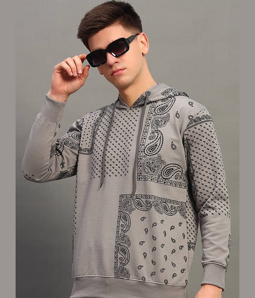 THE CASUALS Cotton Blend Hooded Men's Sweatshirt - Grey ( Pack of 1 )