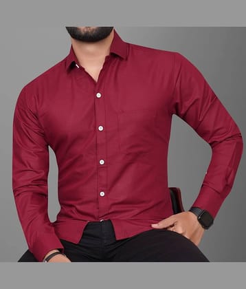 Eviqe Cotton Blend Regular Fit Solids Full Sleeves Men's Casual Shirt - Maroon ( Pack of 1 )