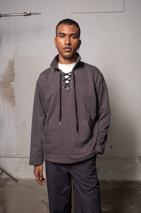 Fleece Grey Pullover-XS