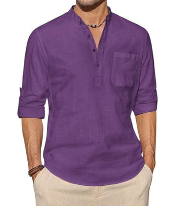Vida Loca Purple Cotton Blend Men's Shirt Style Kurta ( Pack of 1 )