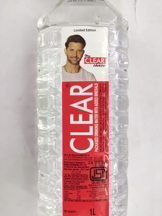 Clear Packaged drinking water with added minerals 