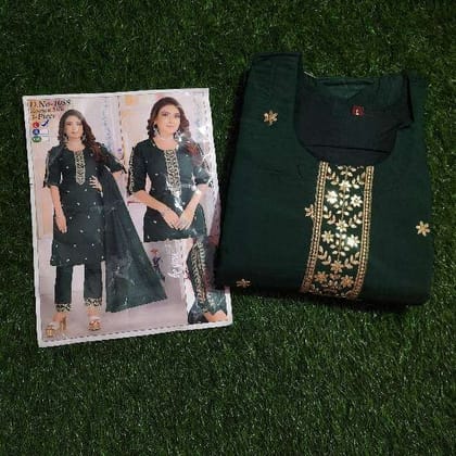 Roman Silk Festive 3 Piece Set for Women Dark Green