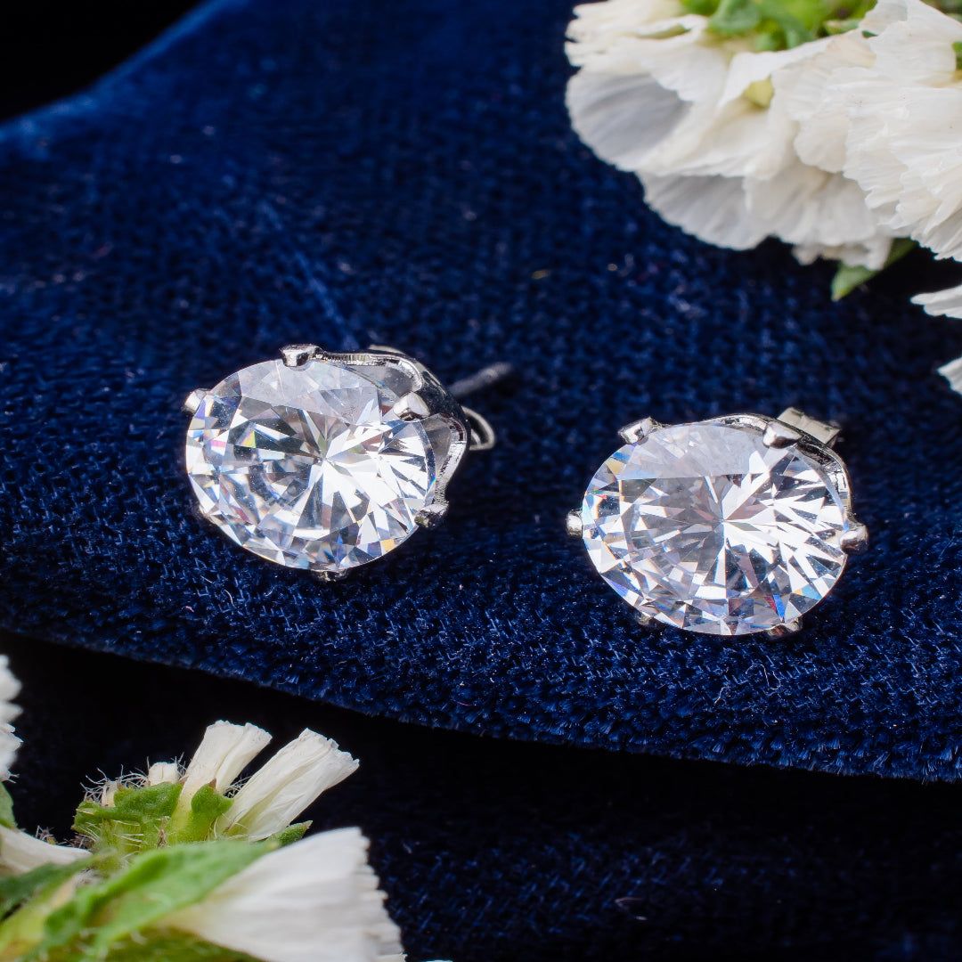 vivinia BY VIDHI MEHRA Zia Silver Plated Womens Zircon Pair of Earrings (Freesize) - VE485