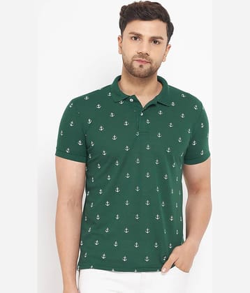 The Million Club Pack of 1 Cotton Blend Regular Fit Printed Half Sleeves Men's Polo T Shirt ( Olive Green )