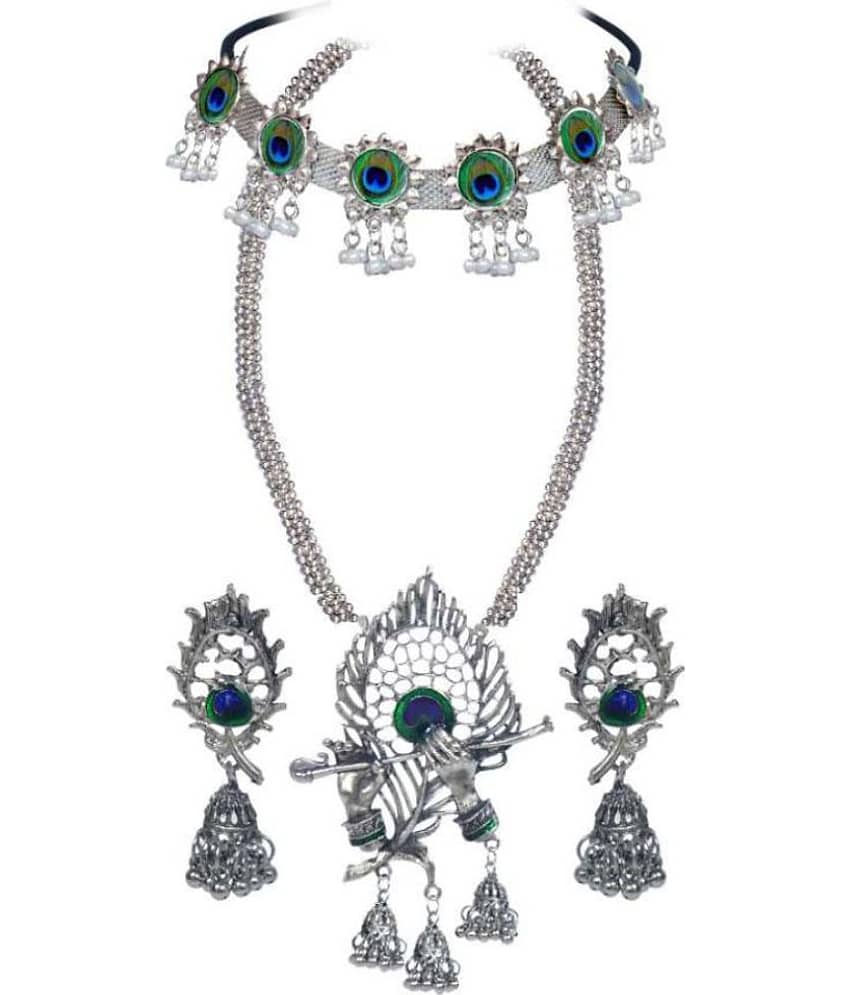 PUJVI Alloy Silver Contemporary/Fashion Necklace set Combo Choker