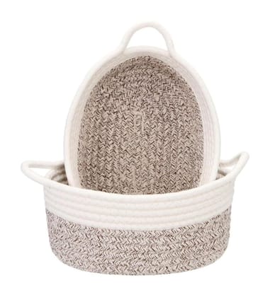 Generic Cotton Kidi 2 Pcs Storage Basket For Clothes (White)-PID66441