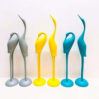 Swan Pair Decor-Grey / H:16 |  L: 4 | W: 3  &  H:12 |  L: 4 | W: 3 / Polyresin
