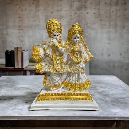 Iskon Radha Krishan Murti Marble Idol Statue Sculpture H- 32 cm-Composite Marble