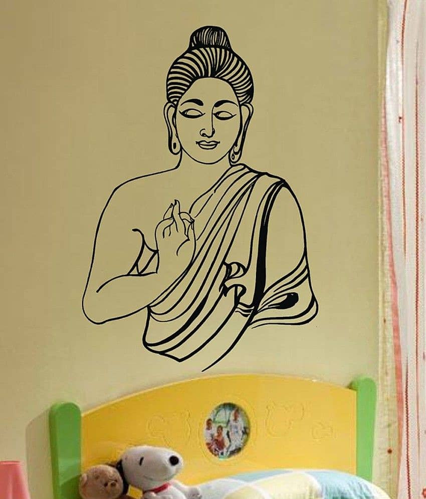 Decor Villa Black Lord Buddha Wall Sticker