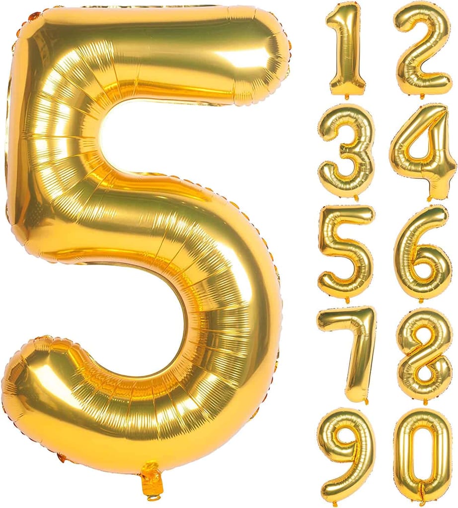 Number 5 Golden Foil Balloon - Helium Quality - 40 inches - 1PC - Party and Festive Needs | Buy online on ZillyBuy