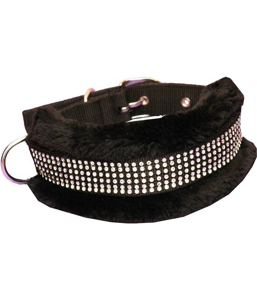 Petshop7 High Quality & Stylish Nylon Fur Dog Collar -1.25 Inch -Large Size. Neck Size ( 18-22 inch)Red