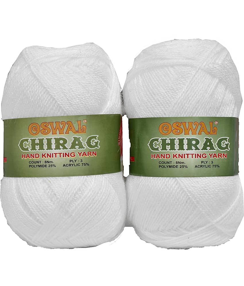 Oswal KK_Chirag White (200 gm)  Wool Ball Hand knitting wool  X
