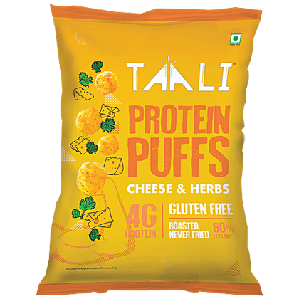TAALI Protein Puffs - Cheese & Herbs, Roasted, Non-Fried, Gluten Free, 25 g Pouch