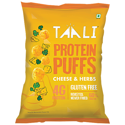 TAALI Protein Puffs - Cheese & Herbs, Roasted, Non-Fried, Gluten Free, 25 g Pouch