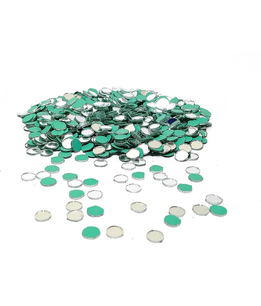 PRANSUNITA - Glass Round Shape Glass Mirror (Pack of 1)