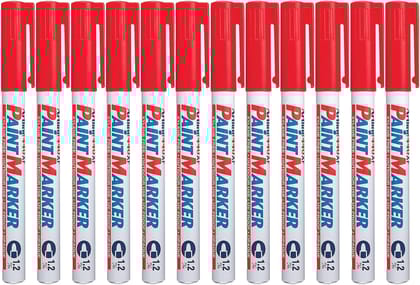 Artline 440XF Paint Markers for Wood, Plastic, and Canvas, The Ideal Waterproof Marker for Indoor/Outdoor Applications, Opaque Permanent Markers with 1.2 mm Bullet Tip, Red, Pack of 12 Artline 440XF Paint Markers for Wood, Plastic, and Canvas, The Ideal Waterproof Marker for Indoor/Outdoor Applications, Opaque Permanent Markers with 1.2 mm Bullet Tip, Red, Pack of 12