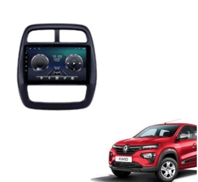 9 Inch Renault Kwid Car Android Stereo With Frame + Ahd Reverse Camera And All Accessories Wirings Kit