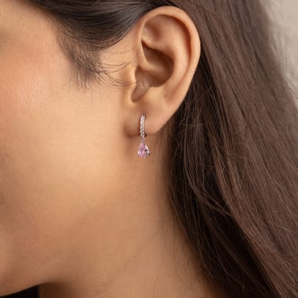 Simple Drop Hoops - Pink