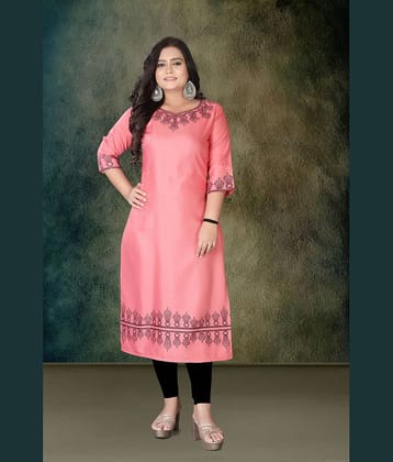 Hetsa Women Rayon Printed A-line Kurti ( Pink )