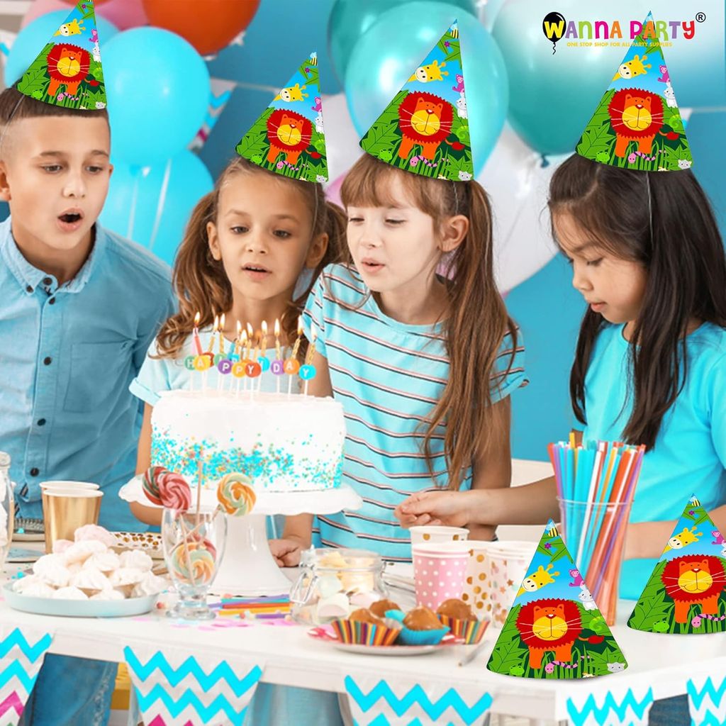 Jungle Animal Party Hats - 8PC