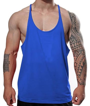 THE BLAZZE Pack of 1 Cotton Blend Gym Vest For Men ( Blue )