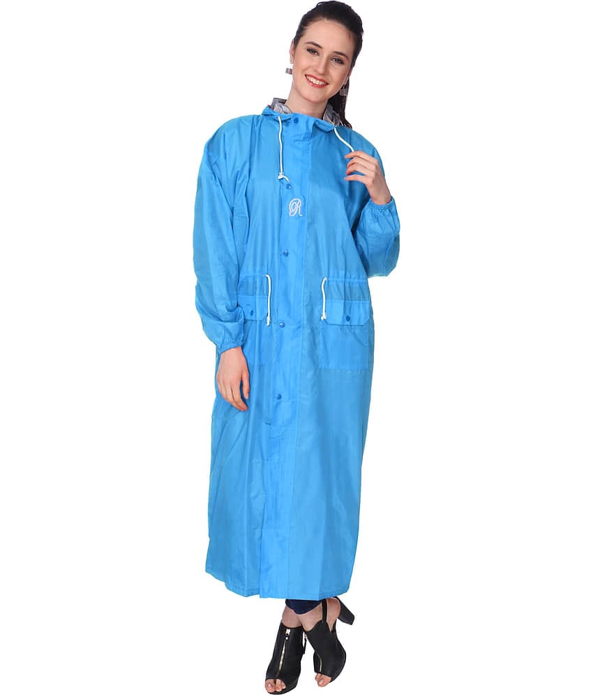 Goodluck Polyester Long Raincoat - Blue