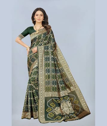 NENCY FASHION Banarasi Silk Embellished Saree With Unstitched Blouse Piece ( Red )