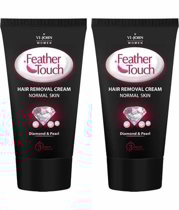 VI-JOHN Feather Touch Diamond & Peral Hair Removal Cream for Normal Skin 40g Each (80g) - Pack of 2