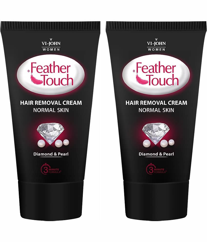 VI-JOHN Feather Touch Diamond & Peral Hair Removal Cream for Normal Skin 40g Each (80g) - Pack of 2