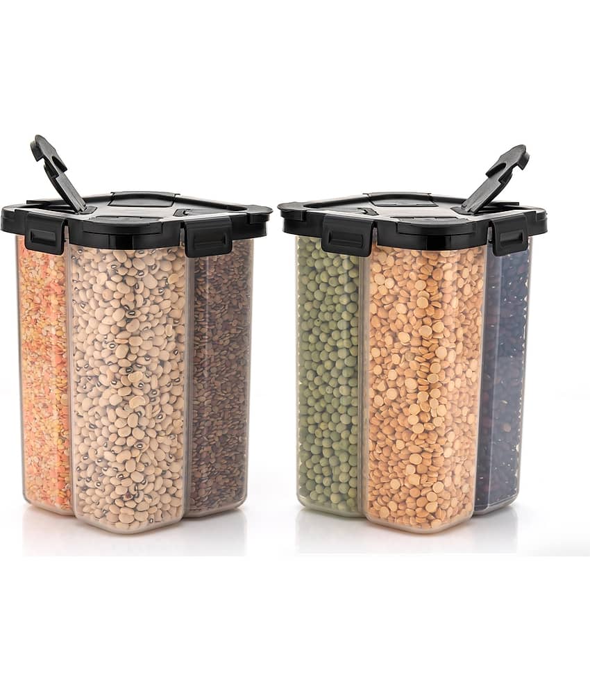 Dark Sun Kitchenware Food/Pulse/Grocery PET Black Dal Container ( Set of 2 )