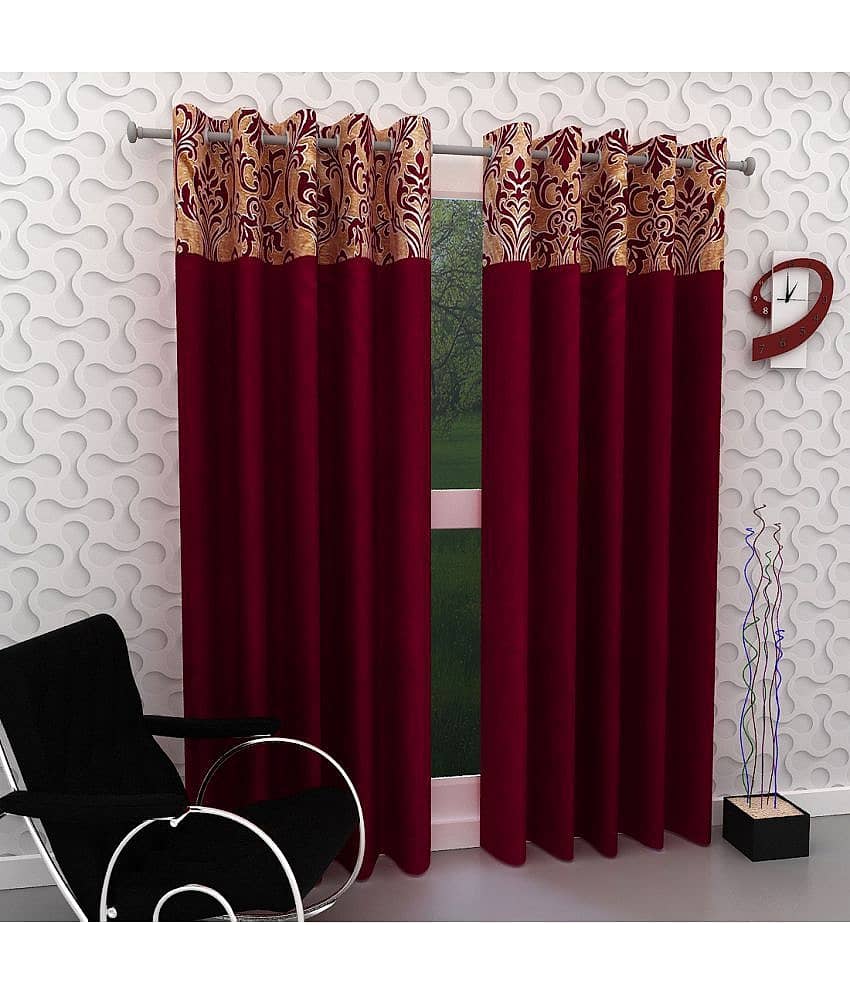 Tanishka Fabs Semi-Transparent Curtain 7 ft ( Pack of 2 ) - Maroon