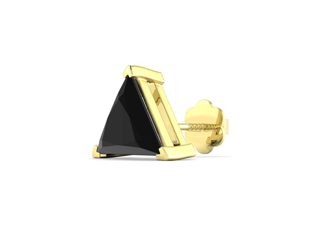 Black Triangle Solitaire Men's Ear Stud (1 Pc Only)