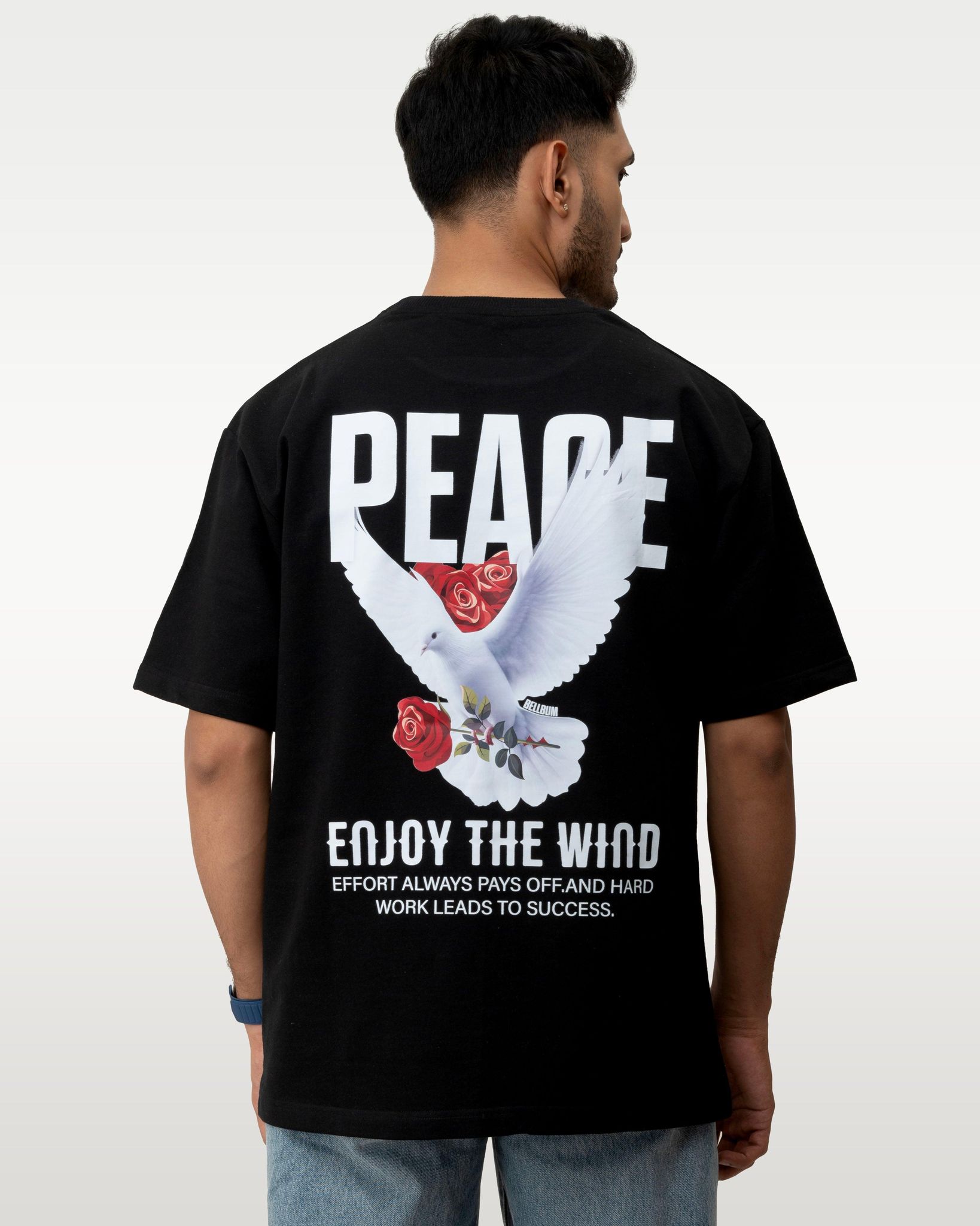 The bird of peace Unisex t-shirt oversized t-shirt-S / Black