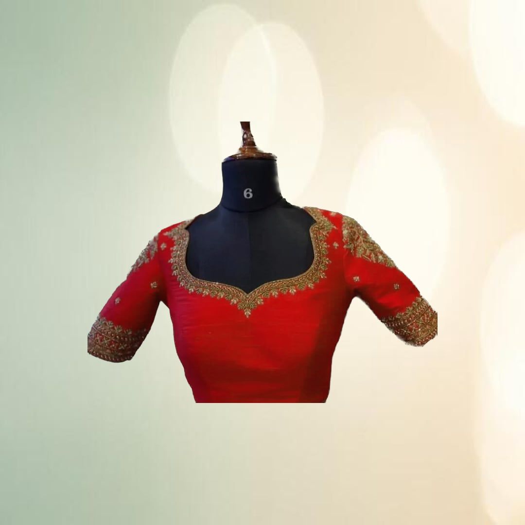 Red Maggam Work Designer Blouse | Intricate Hand Embroidery | Ethnic Party Wear