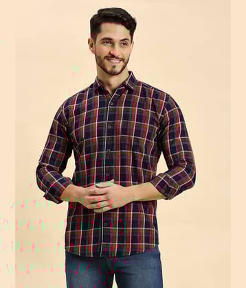 HJ HASASI 100% Cotton Slim Fit Checks Full Sleeves Men's Casual Shirt - Blue ( Pack of 1 )