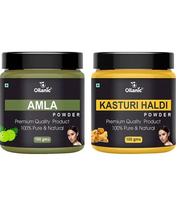 Oilanic 100% Pure Amla Powder & Kasturi Haldi Powder-Skin Hair Mask 200 g Pack of 2