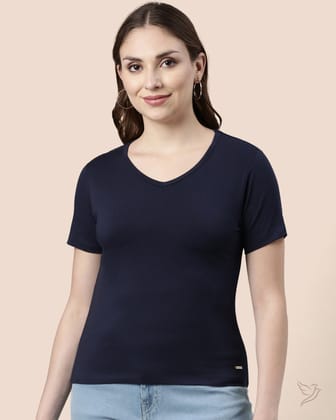 Basic V-Neck Tee - Navy-XS / Navy