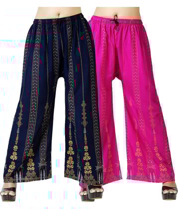 lasafiya Pack of 2 Rayon Straight Women's Palazzos ( Navy Blue )