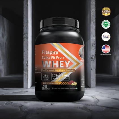Evika Fit Super Pro Plus Whey Protein - Kesar Pista (2Lbs)-WITHOUT SHAKER