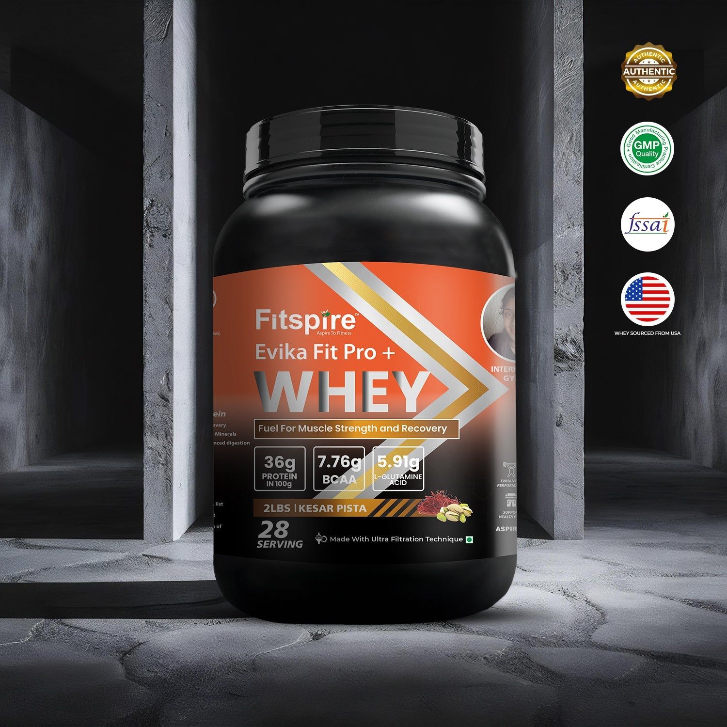 Evika Fit Super Pro Plus Whey Protein - Kesar Pista (2Lbs)-WITHOUT SHAKER