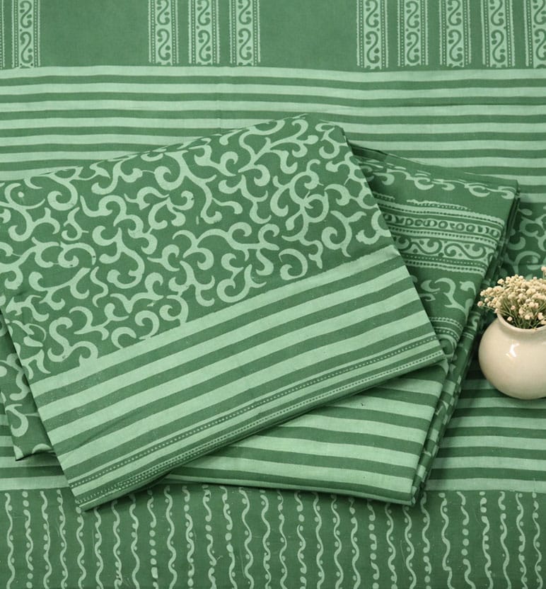 Handcrafted Dabu Print Cotton Dress Material – 3 Piece Set