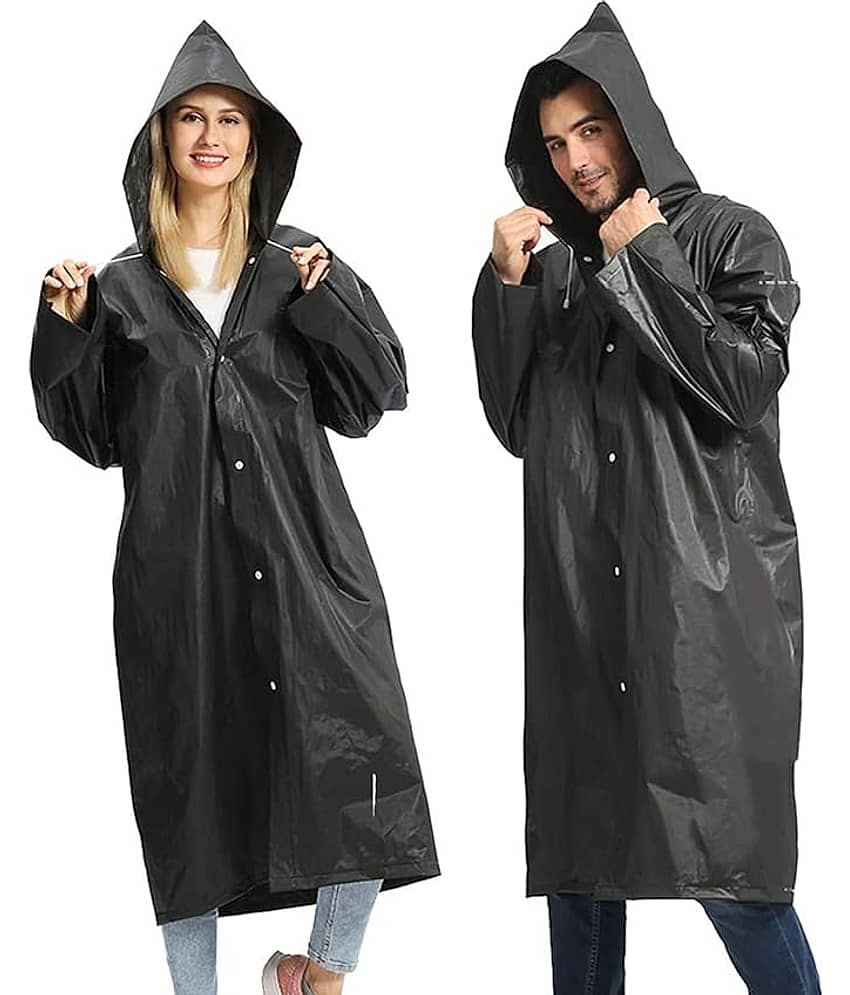 Infispace PVC Long Raincoat - Black