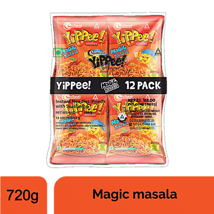 Sunfeast YiPPee! Magic Masala Instant Noodles, 720 g (Pack of 12)