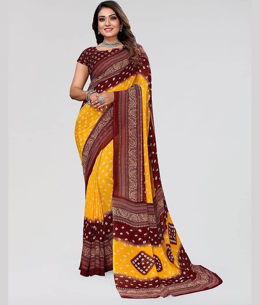 ANAND SAREES Georgette Printed Regular Saree With Unstitched Blouse Piece ( Multicolor )