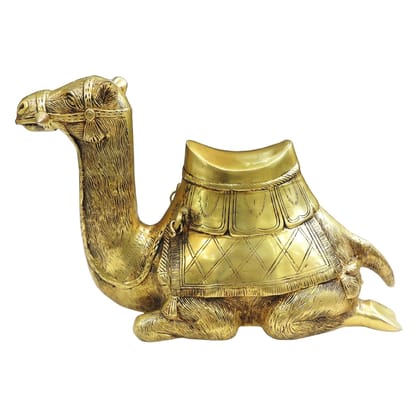 Brass Sitting Camel Decorative Showpiece Statue for Home & Office Decor, Height : 9.5 Inch (BSMAS504)