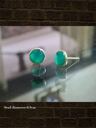 Chalcedony natural green quartz..  semi precious stone sterling silver studs