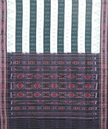 Green and black sambalpuri handloom cotton saree