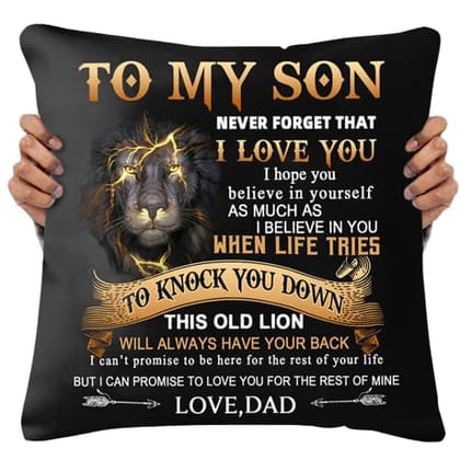 Arni Arts Dad To Son Never Forget I Love You Cushion Cover Golden 16x16 Inch